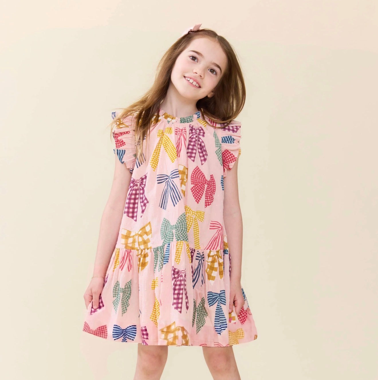 Pink Chicken | Girls Harper Dress - Patterned Bows