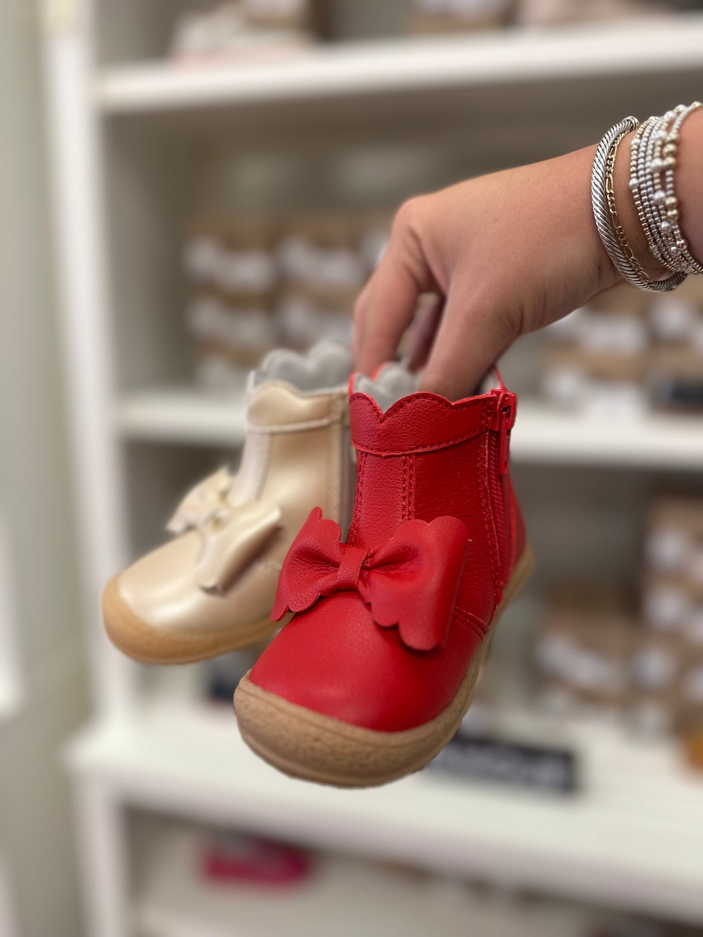 L'Amour | Harper Scalloped Bow Boot - Red