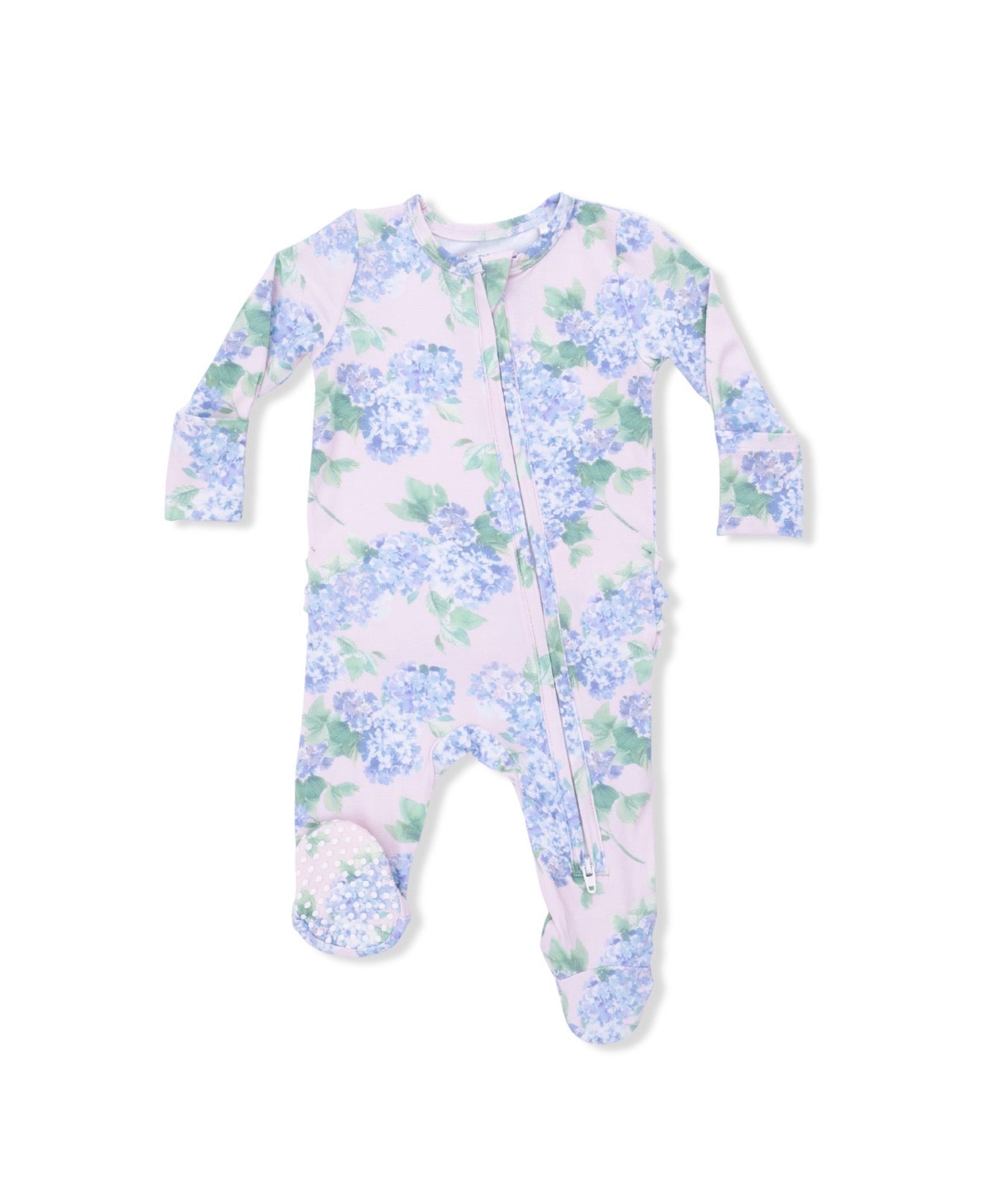 Angel Dear | Hydrangeas 2-Way Zipper Ruffle Footie