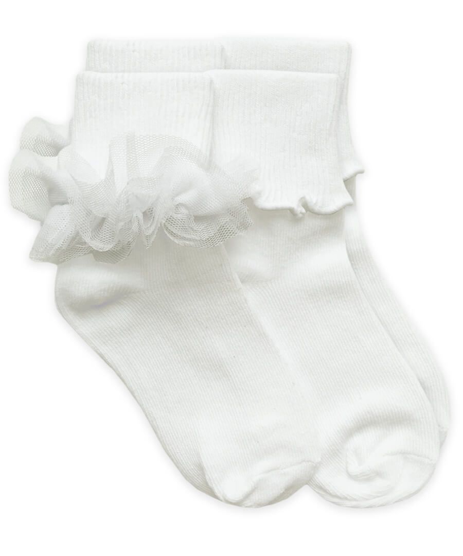 Jefferies | Ruffle Lace and Ripple Edge Turn Cuff Socks 2 Pair Pack