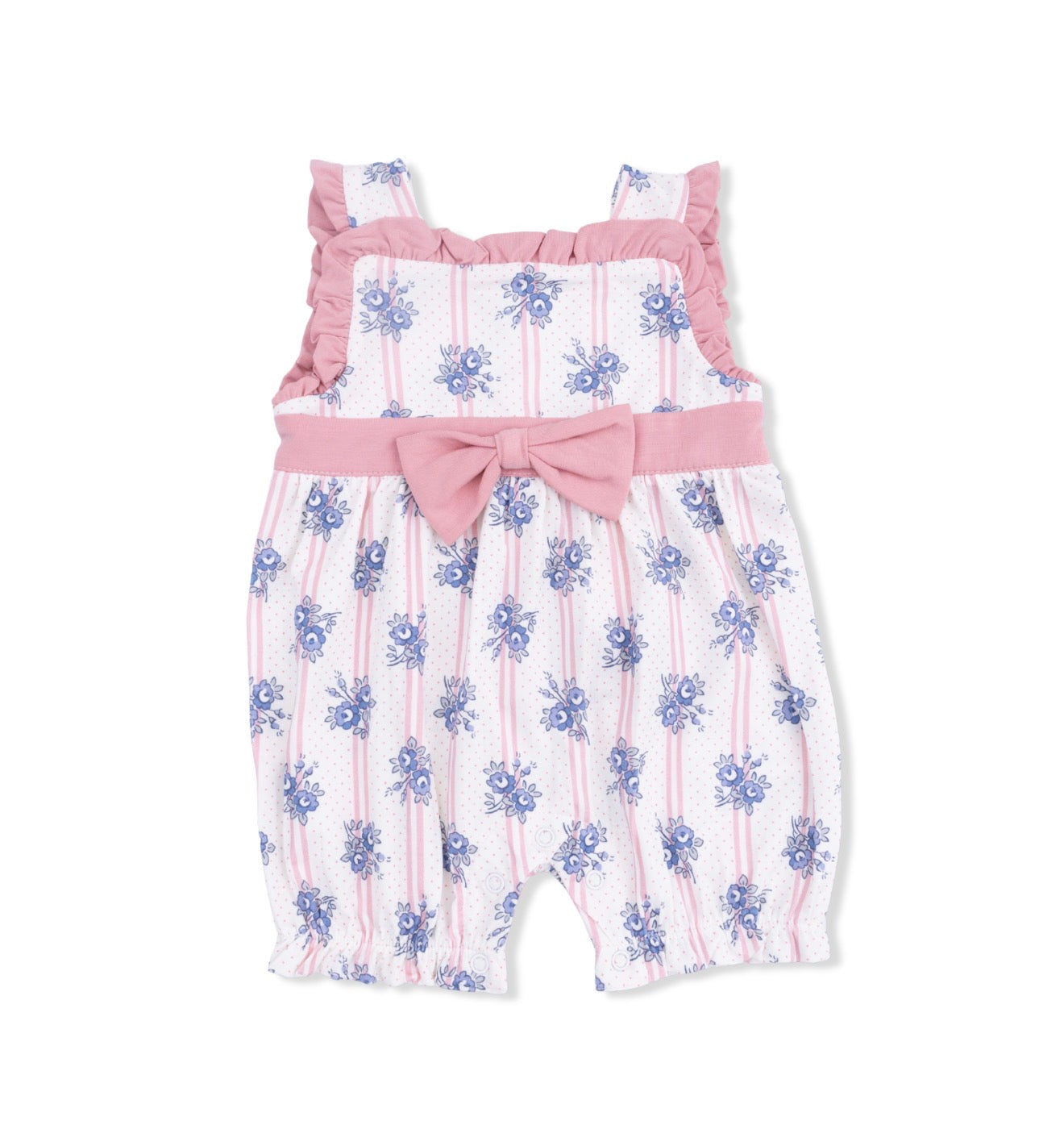 Angel Dear | Stripe Dot Roses Bow Playsuit