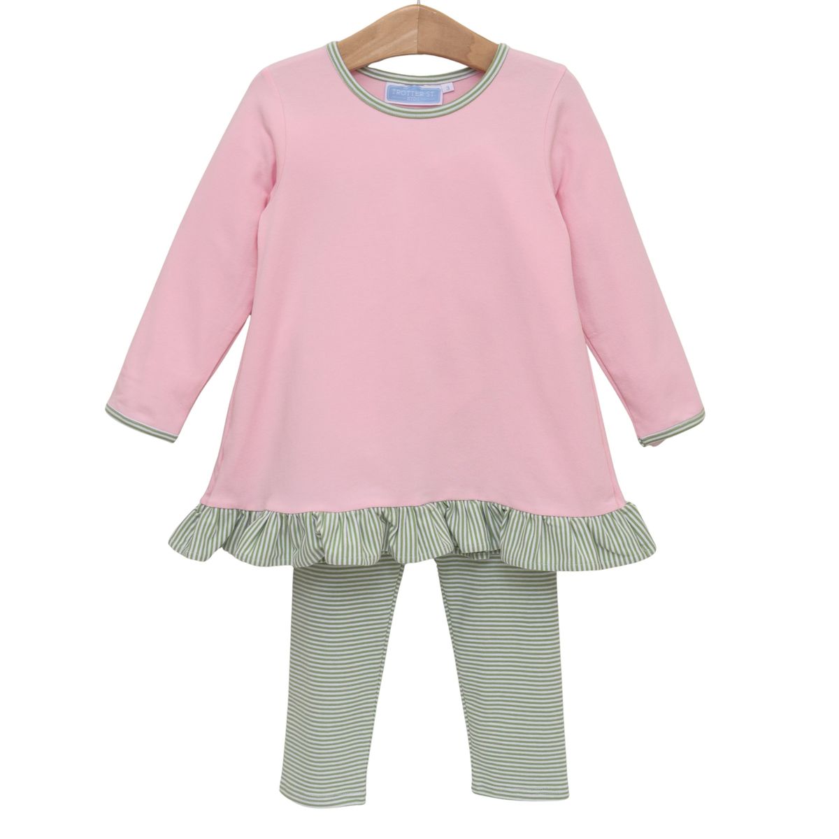 Trotter Street | Mila Pant Set - Green Stripe/Light Pink