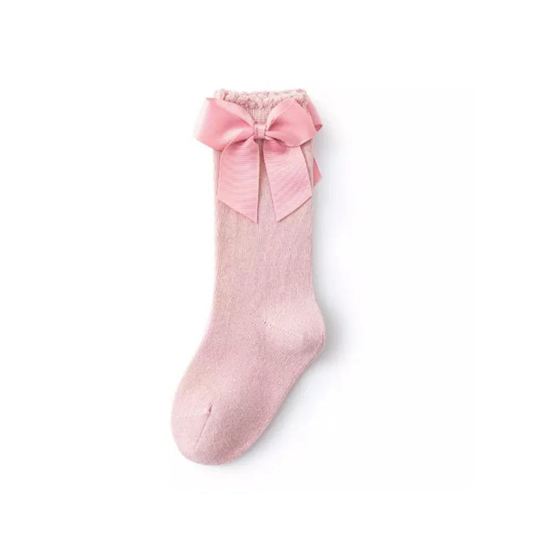 Be Girl | Bow Happy Knee Socks - Light Pink