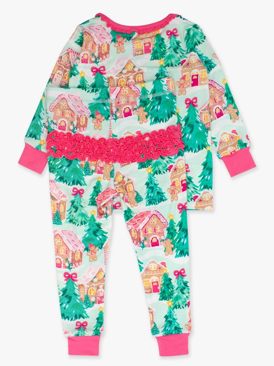 RuffleButts | Jolly Gingerbread Ruffle Pajama Set