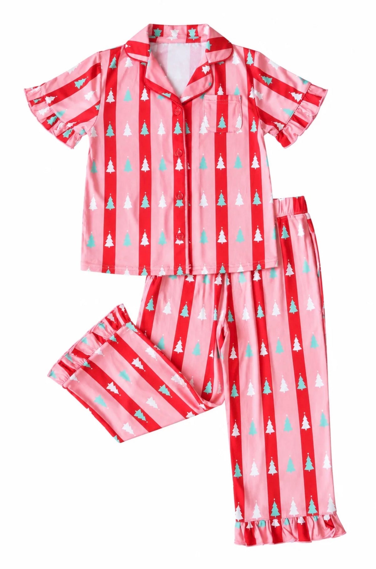 Hollis Baker | Red & Pink Tree Stripe Ruffle Set