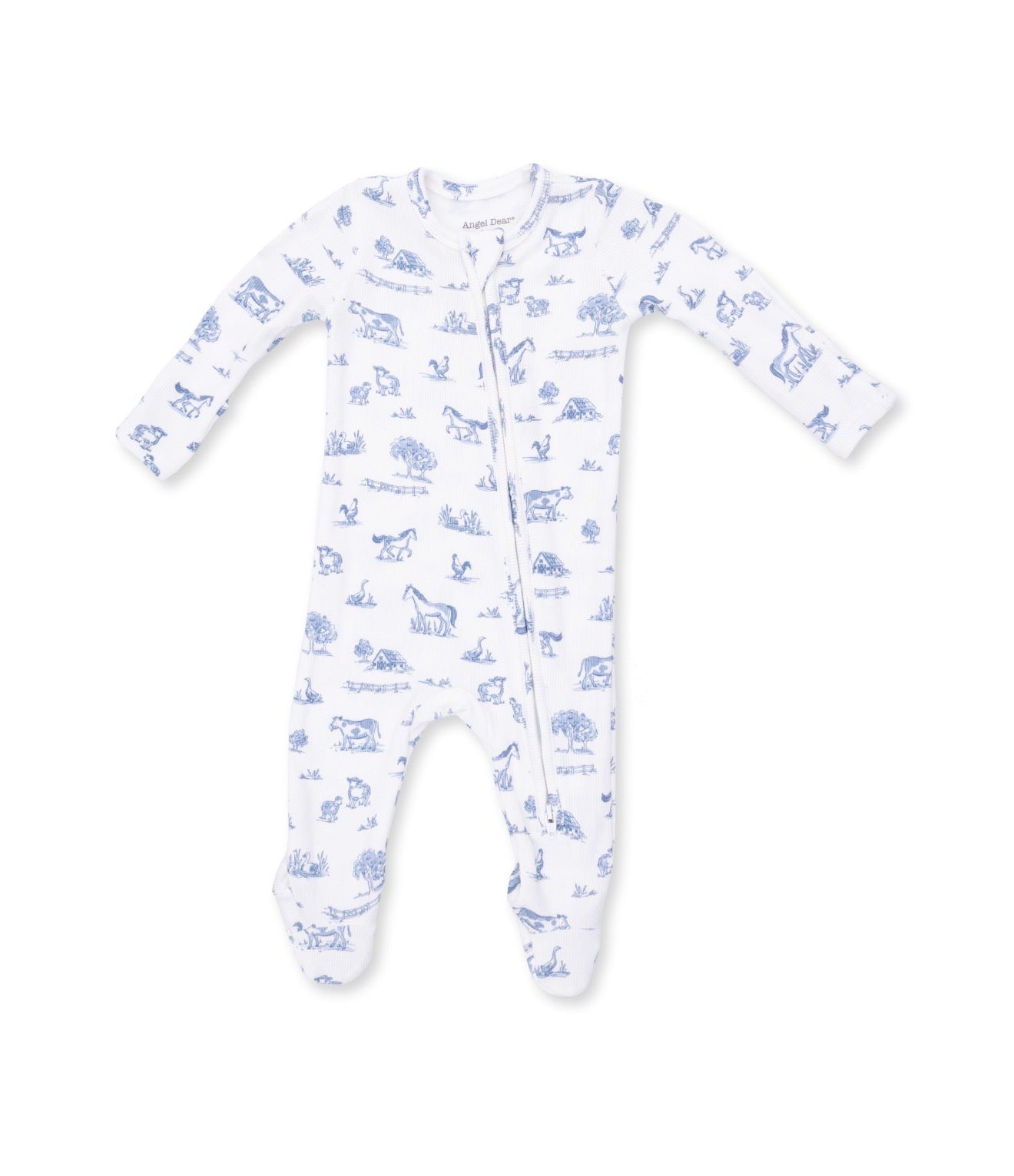 Angel Dear | Farm Friends Blue 2-Way Zipper Footie