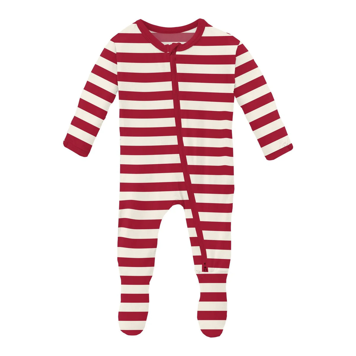 Kickee | Classic Candy Cane Stripe 2-Way Zipper Footie