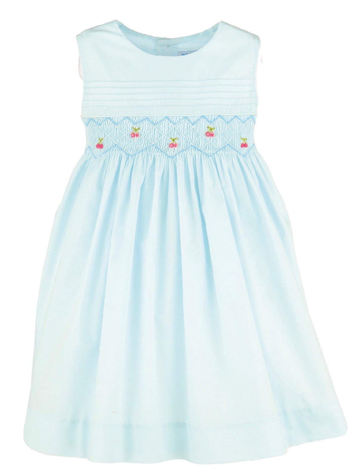 Luli & Me | Cherries Smocked Blue Dress