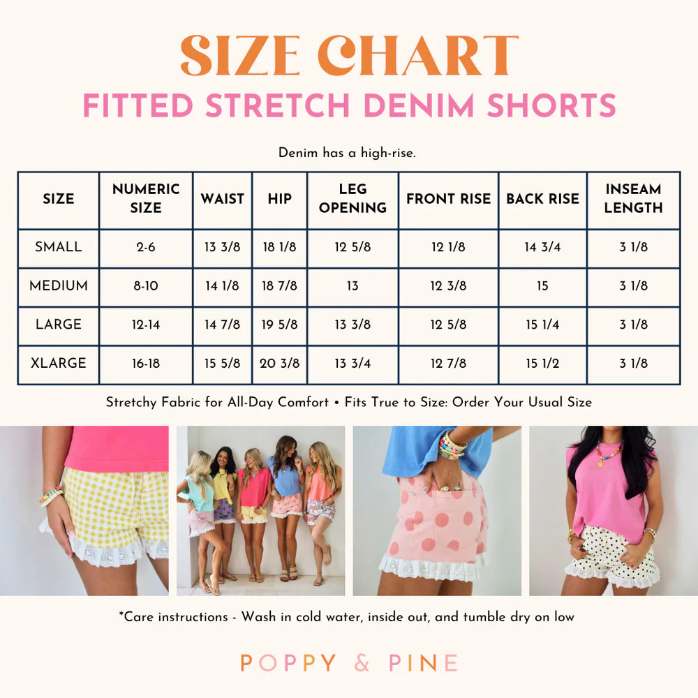 Red Gingham Denim Ruffle Short
