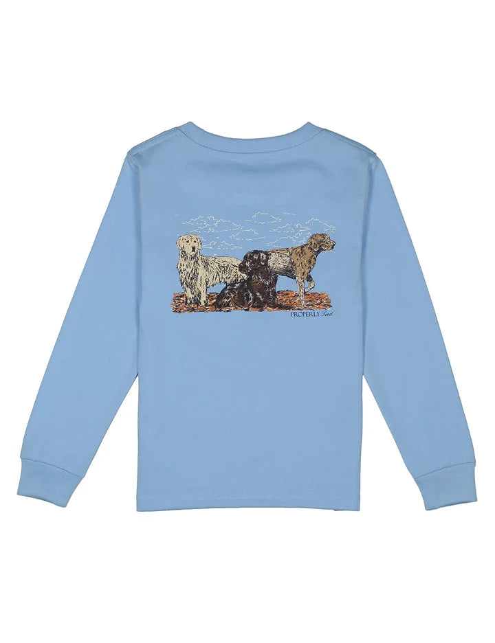 Properly Tied | Hunting Dogs Light Blue LS Tee