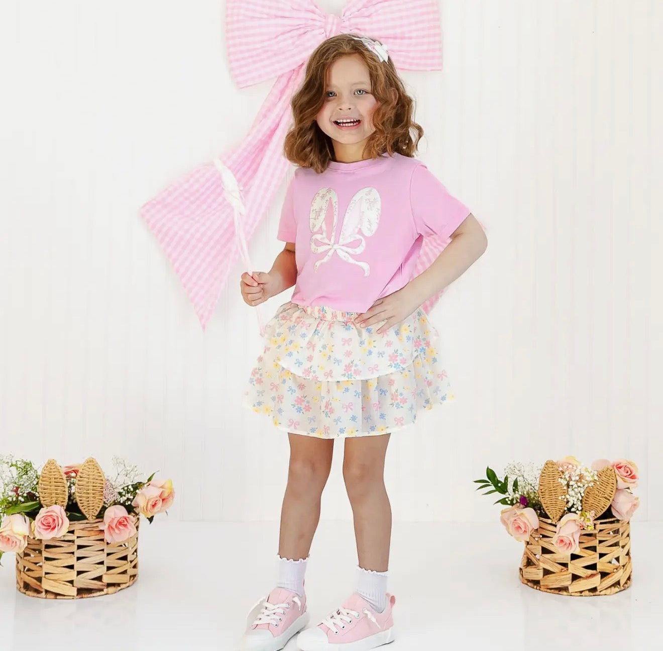 Sweet Wink | Lace Bunny Bow Patch Easter T-Shirt