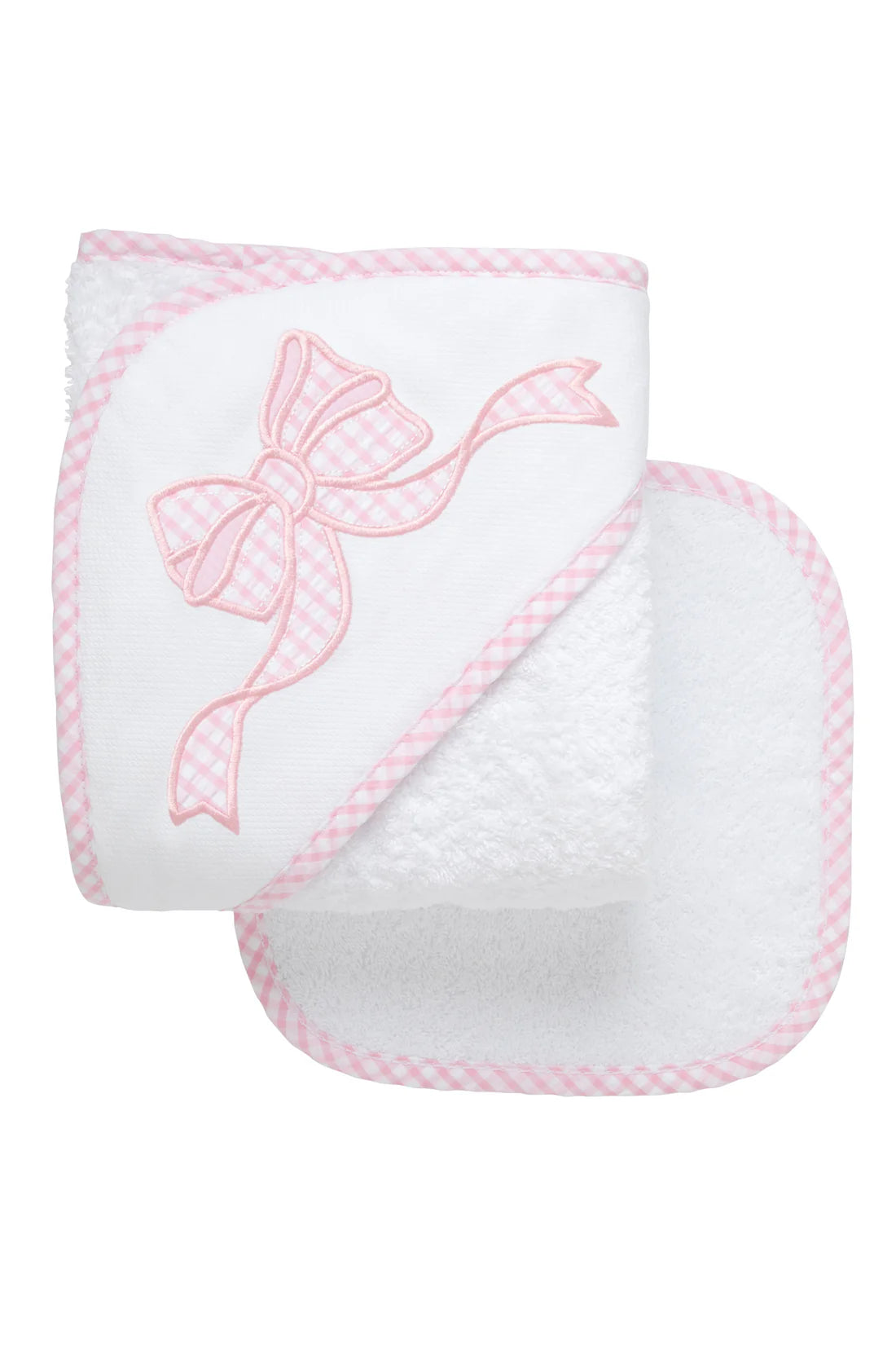 3Marthas | Pink Bow Baby Hooded Towel & Washcloth Set
