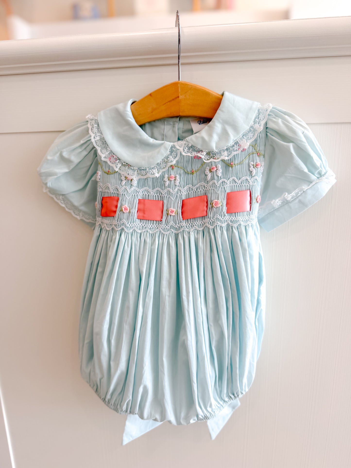 Lulu Bebe | Dena Blue Smocked Bubble