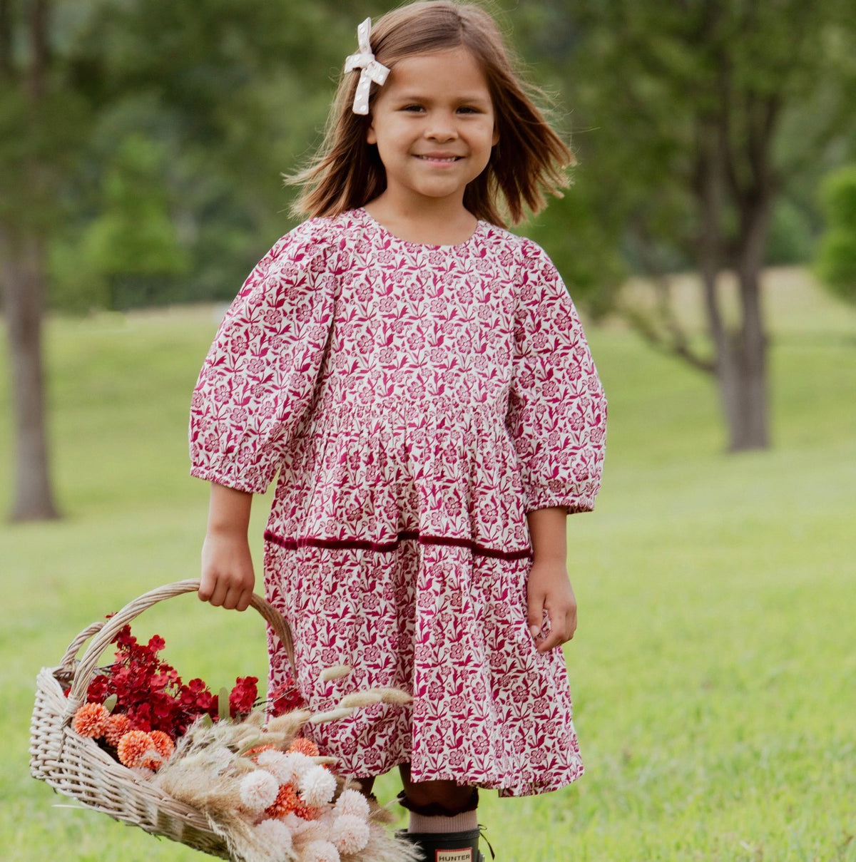 Pink Chicken | Maribelle Dress - Burgundy Climbing Floral