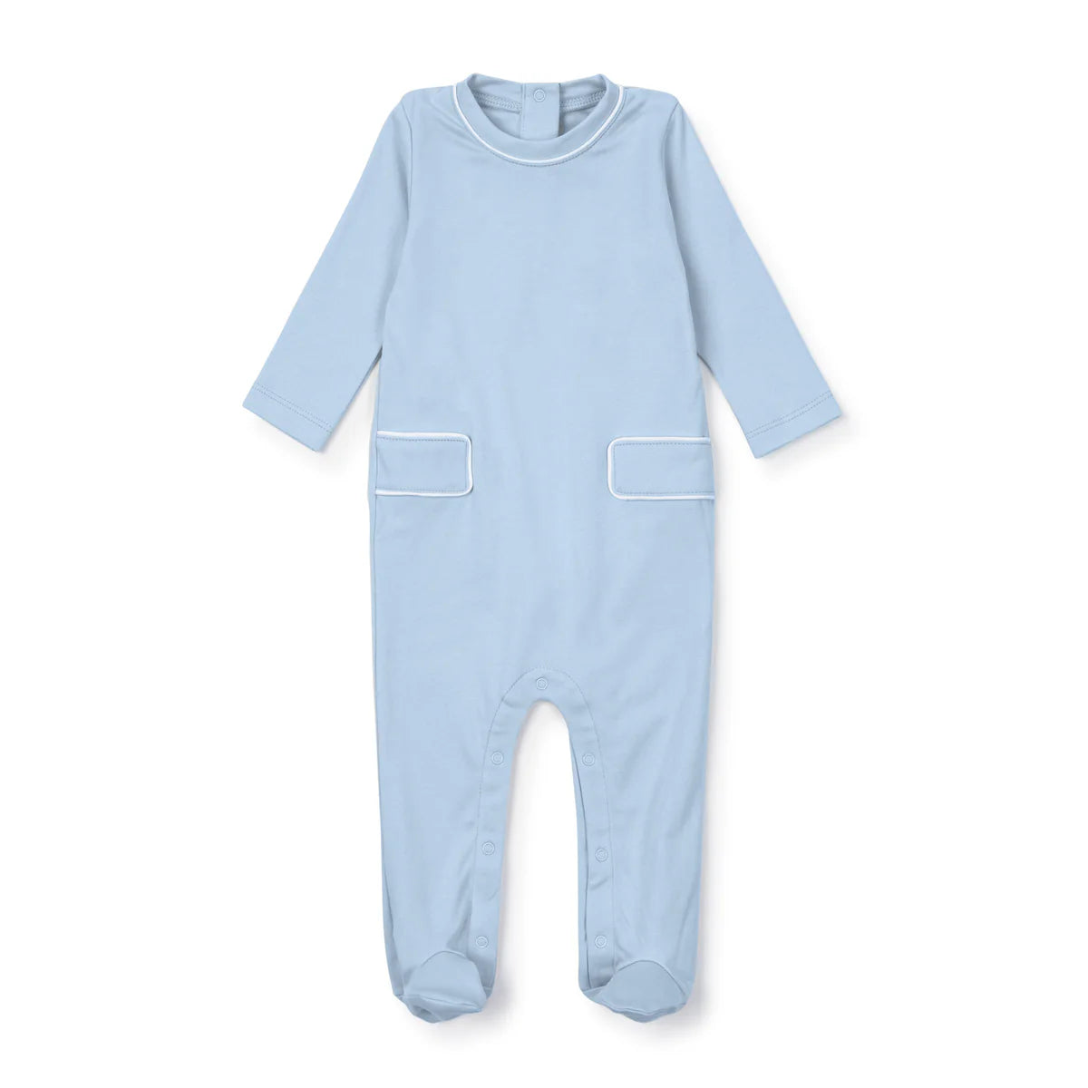 Lila & Hayes | Preston Footed Romper - Light Blue