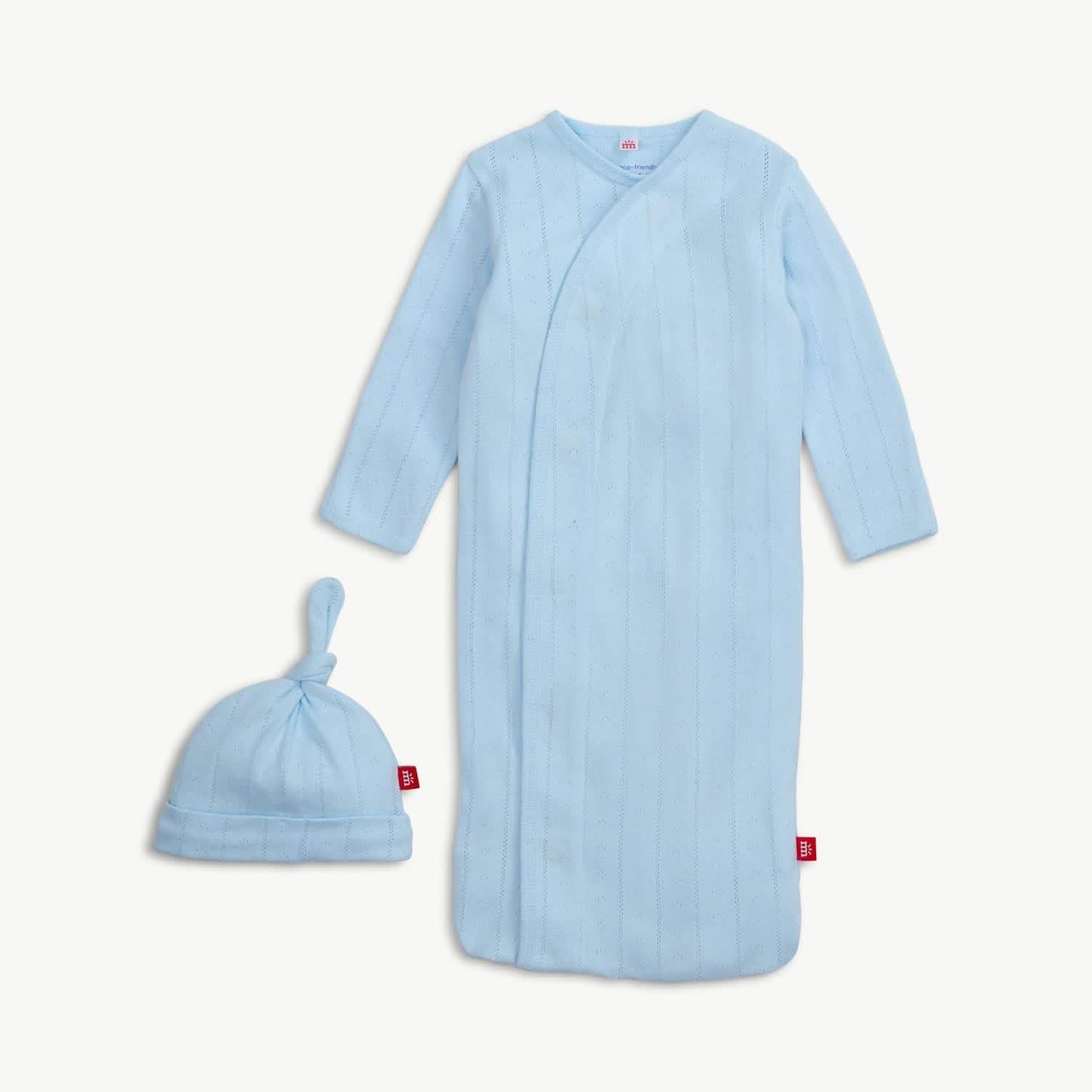 Magnetic Me | Love Lines Blue Pointelle Gown/Hat Set