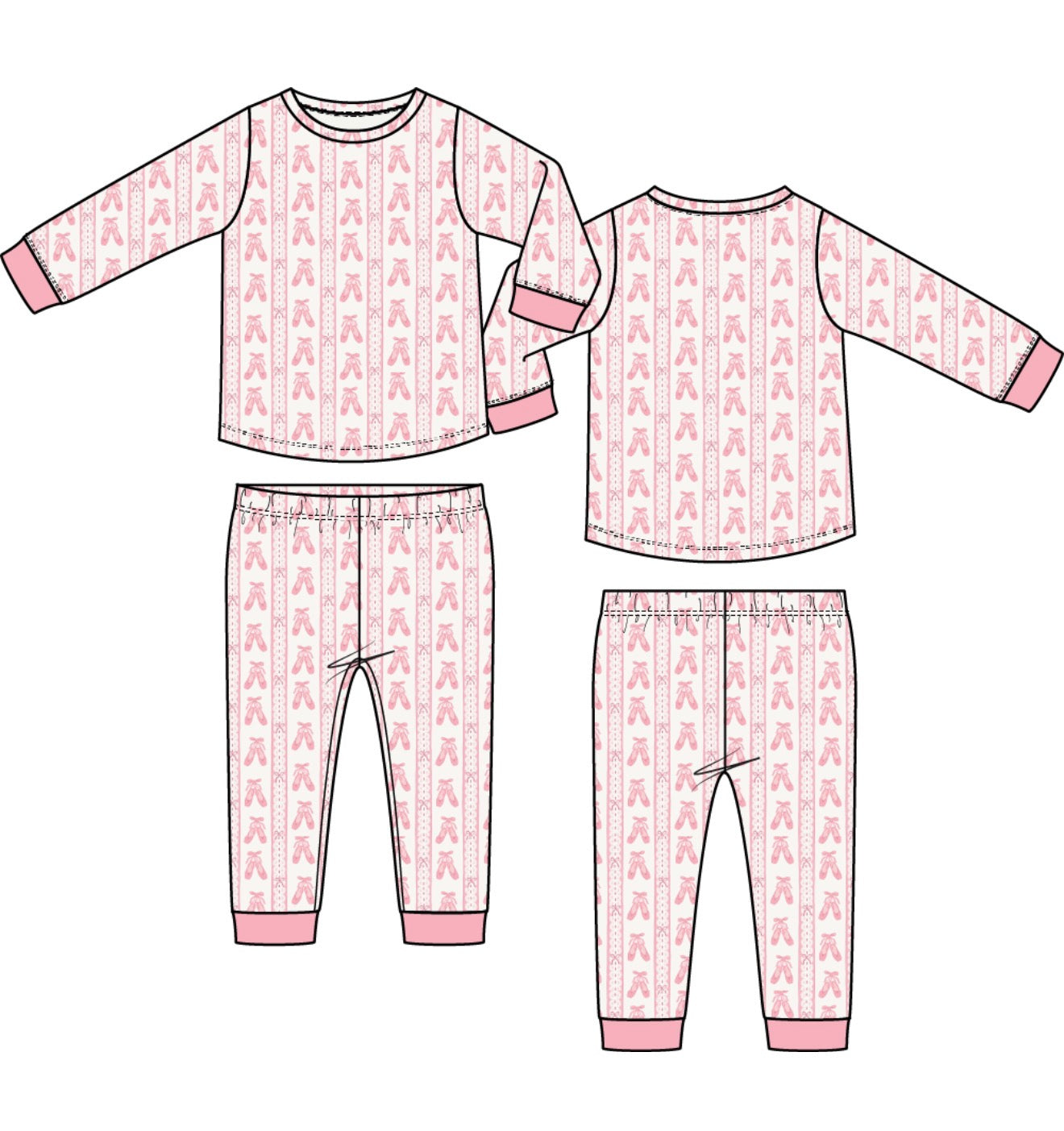 Angel Dear | Ballet Shoes Ribbon Stripe Loungewear Set
