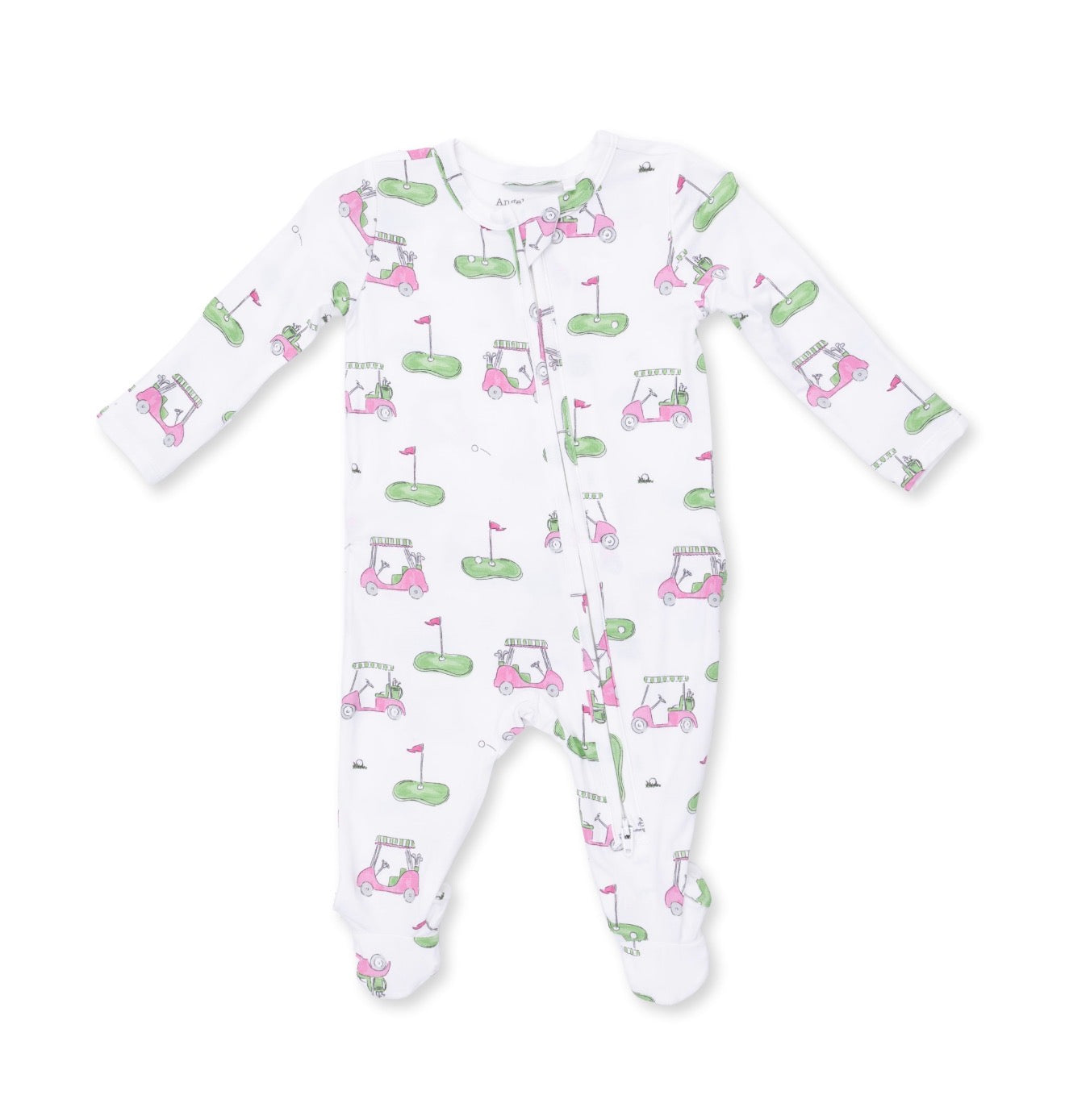 Angel Dear | Golf Carts Pink 2 Way Zipper Ruffle Footie