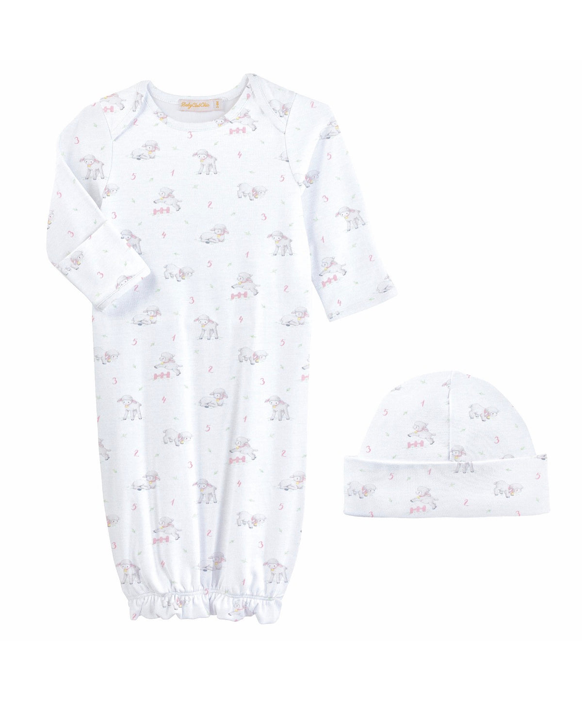 Baby Club Chic | Tiny Baby Sheep Pink Gown & Hat Set