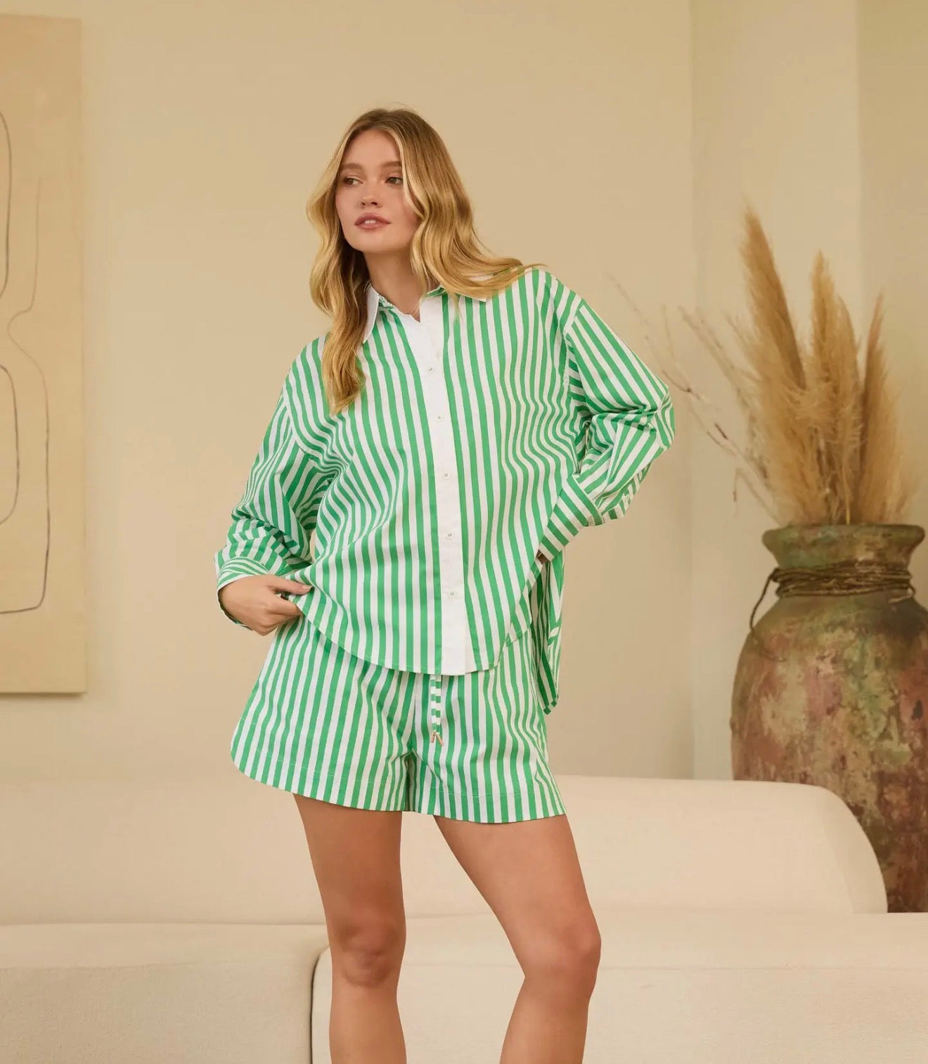 Bree Green Stripe Set