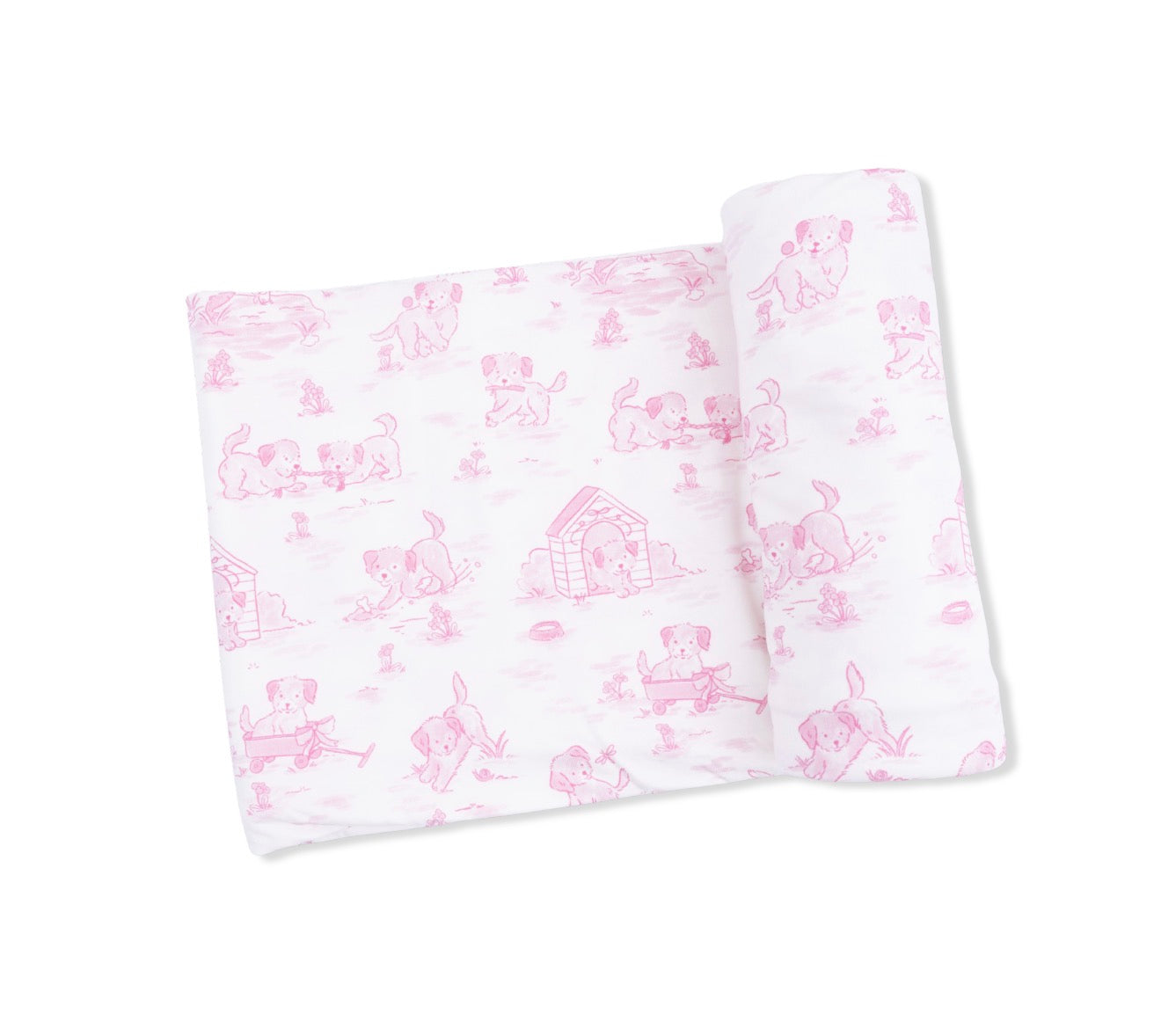 Angel Dear | Puppy Toile Pink Swaddle Blanket