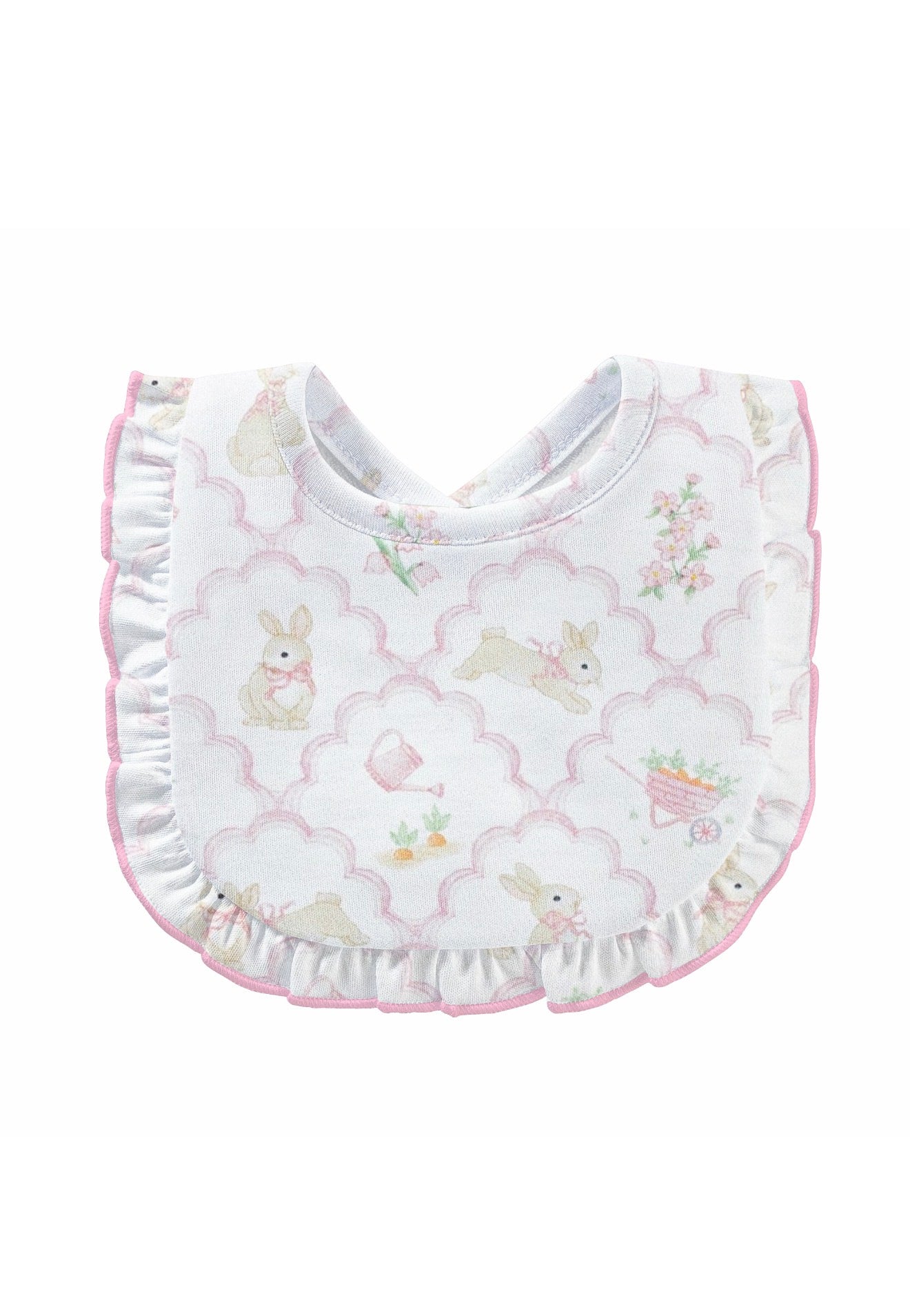 Baby Club Chic | Pink Mosaic of Tails Ruffle Bib