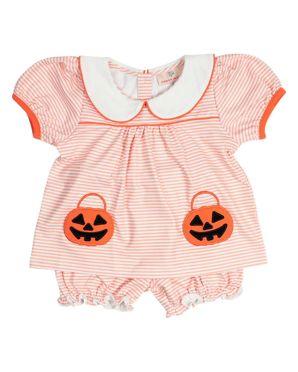 Smockingbird - Jackolantern Pockets Striped Knit Bloomer Set