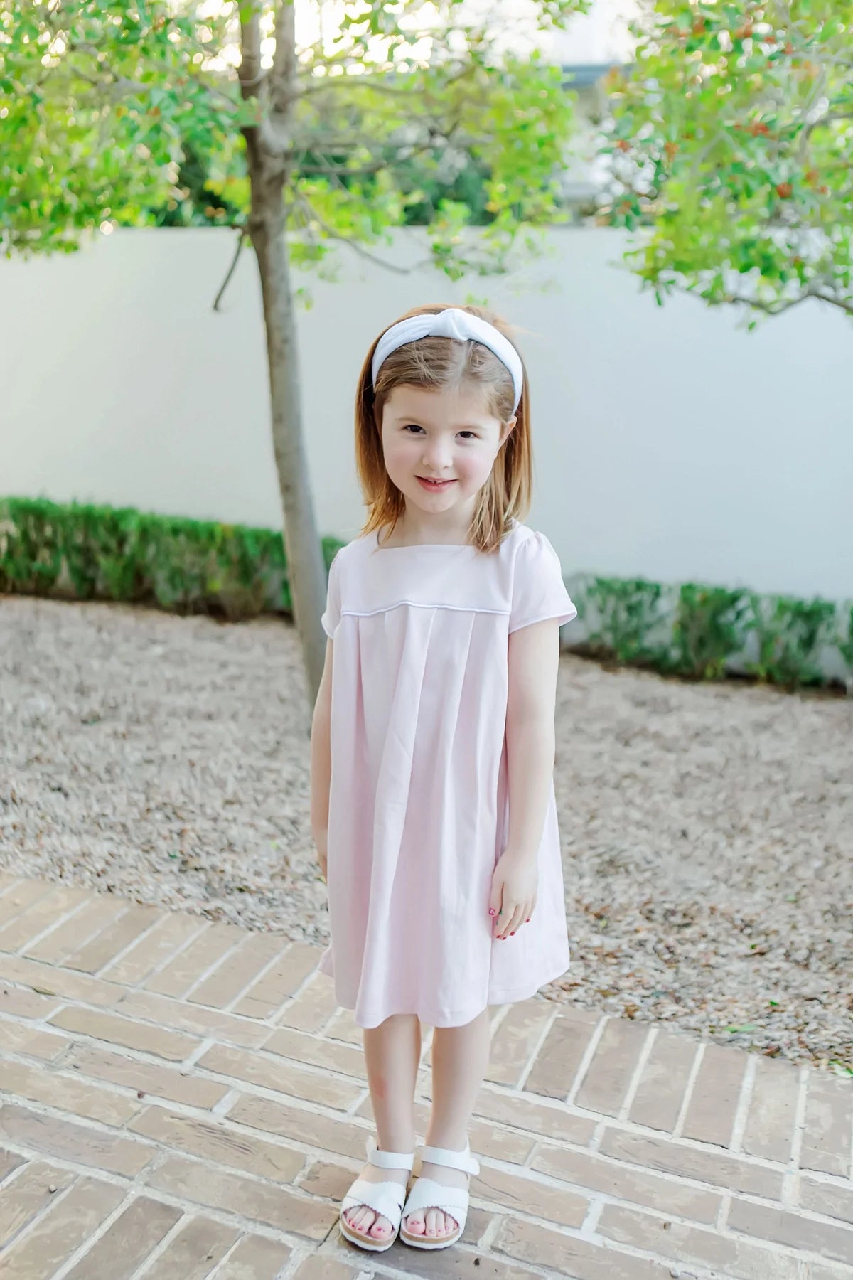 Lila & Hayes | Lizzy Girls' Woven Pima Cotton Dress - Light Pink