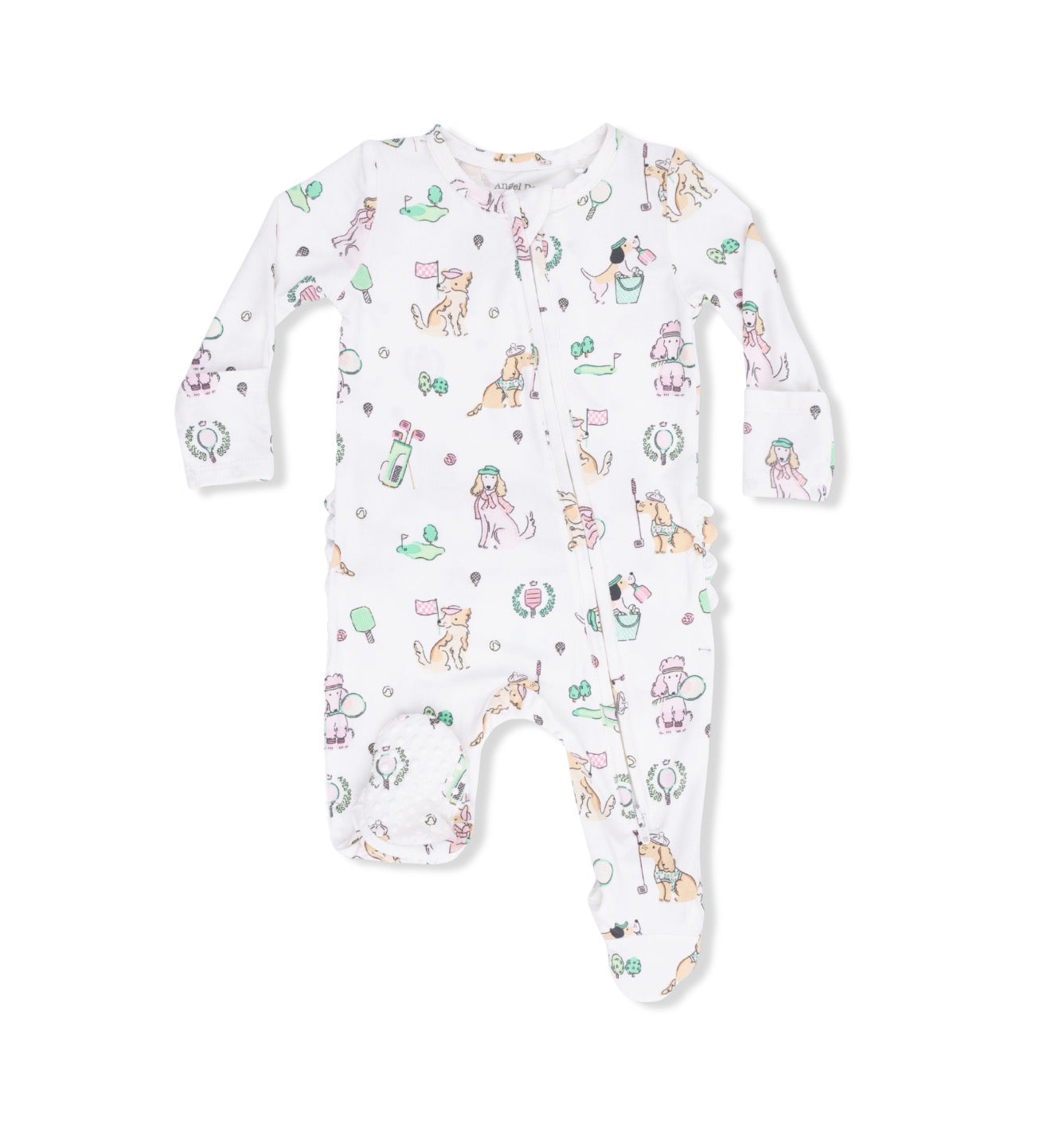 Angel Dear | Country Club Dogs Pink 2-Way Zipper Ruffle Footie