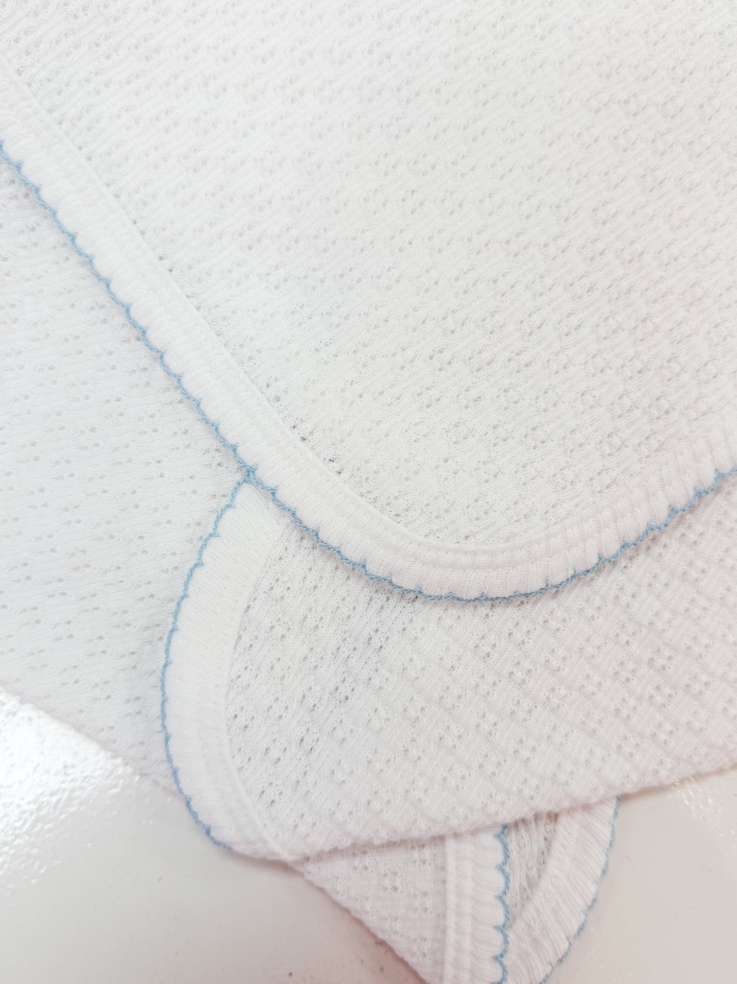 Paty | Blue Trim Receiving Blanket