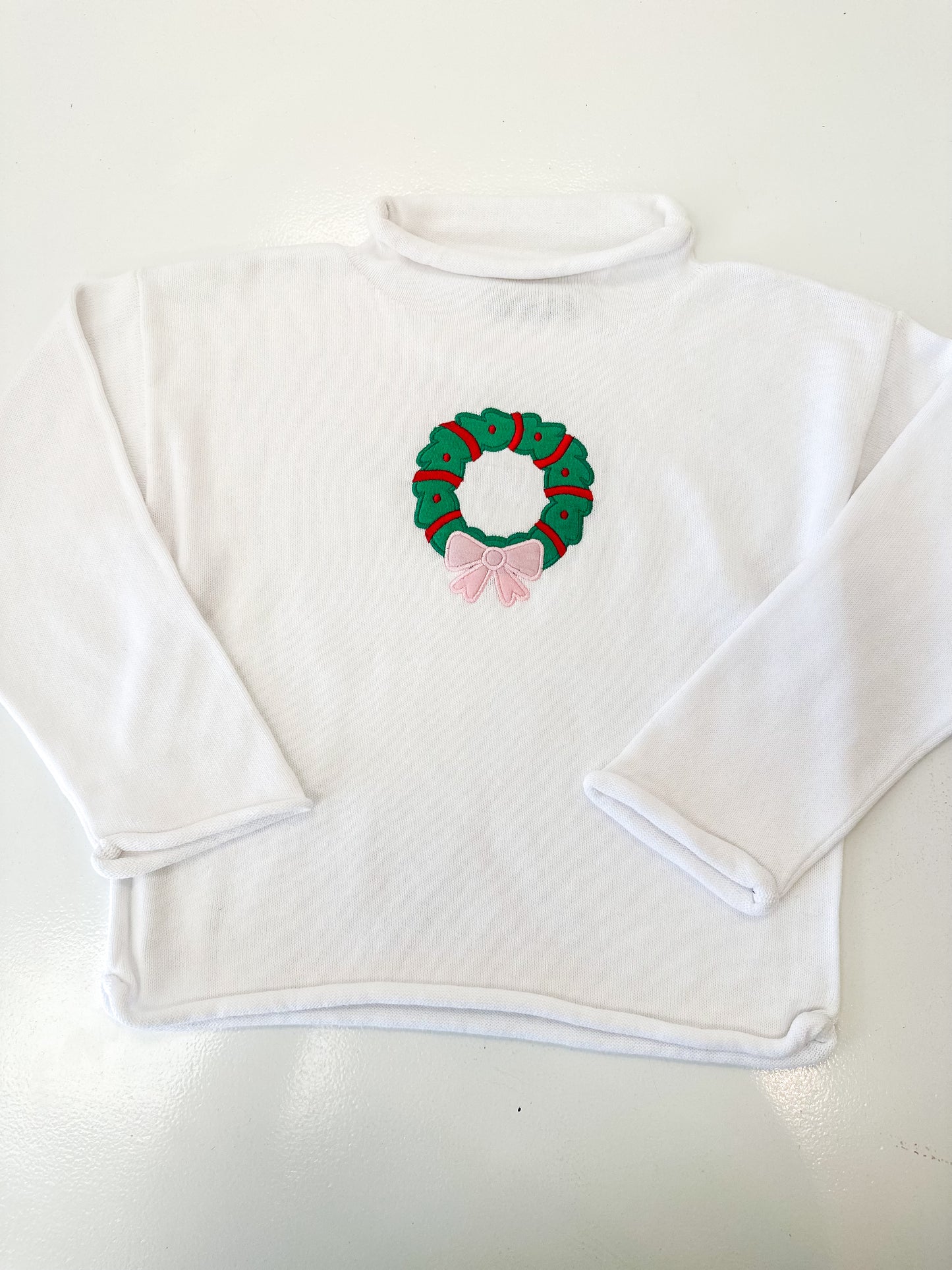 Luigi | White Christmas Wreath Sweater