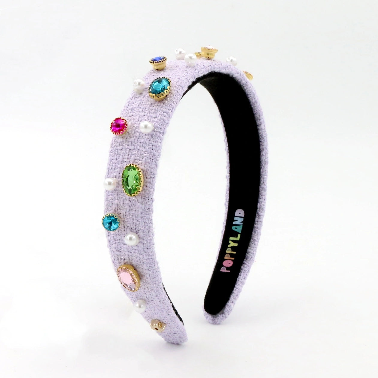 Poppyland | Tweed Bejeweled Headband - Light Purple