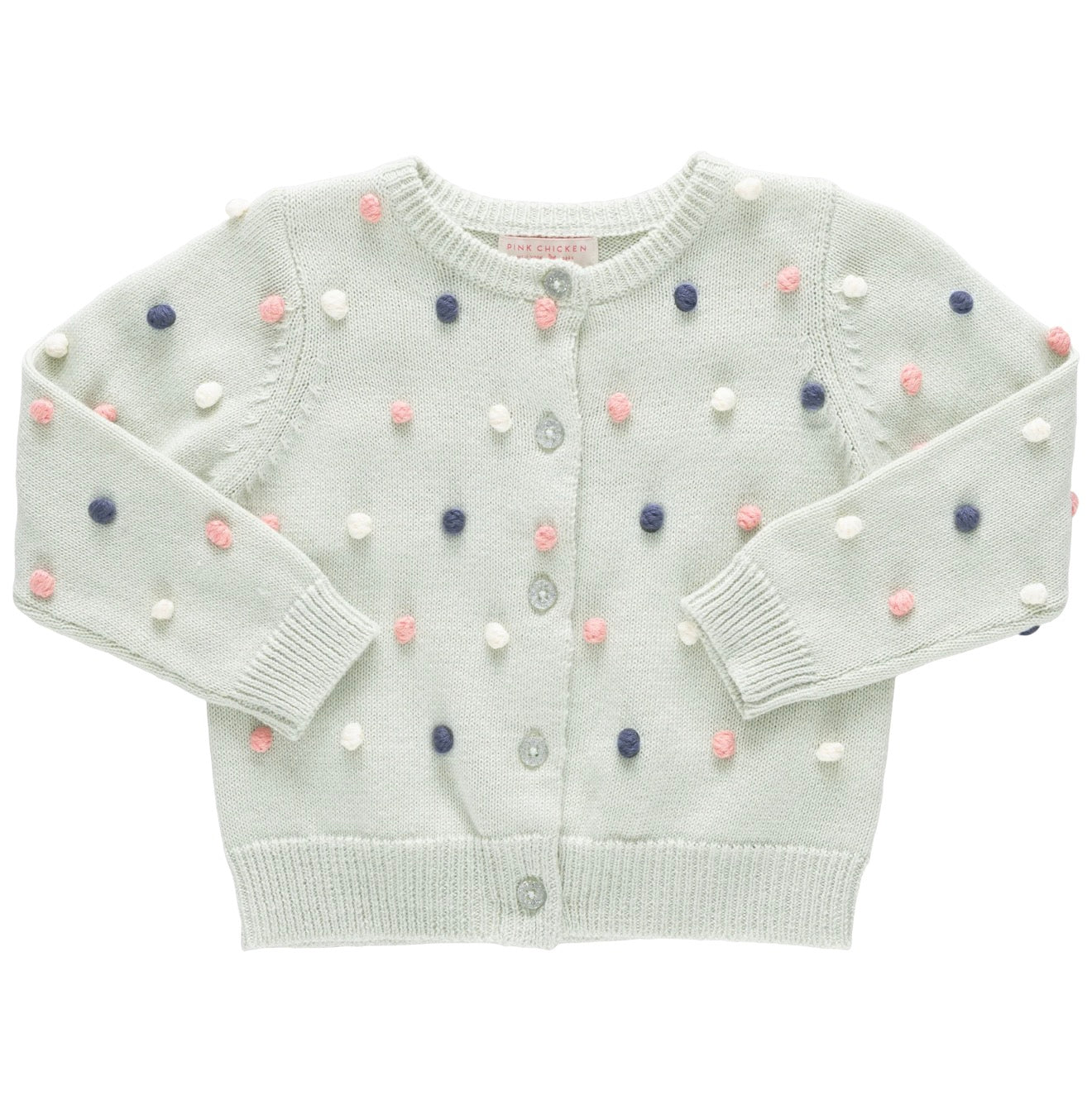 Pink Chicken | Girls Pom Pom Maude Sweater - Light Green