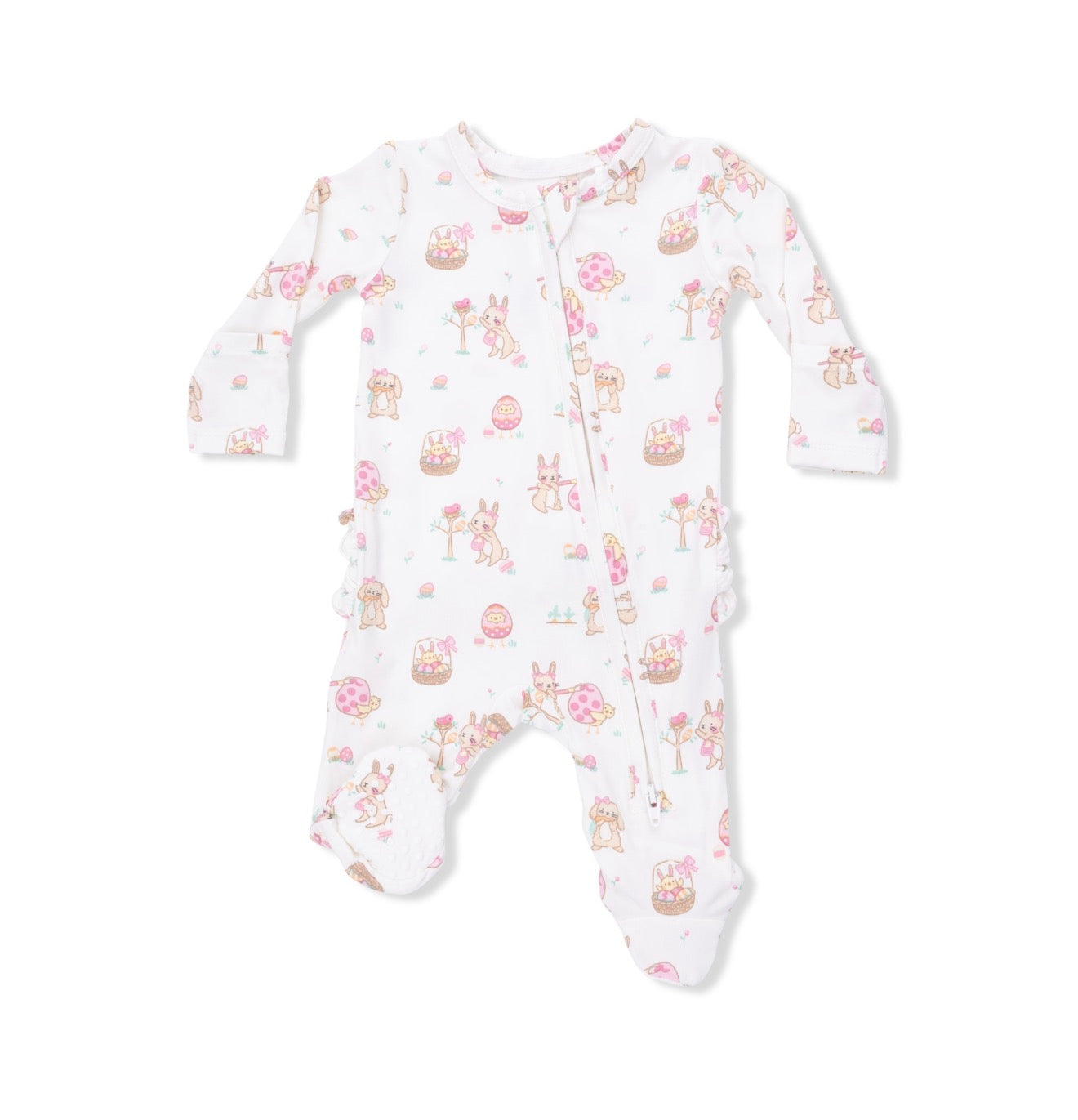Angel Dear | Easter Egg Hunt Pink 2-Way Zipper Ruffle Footie