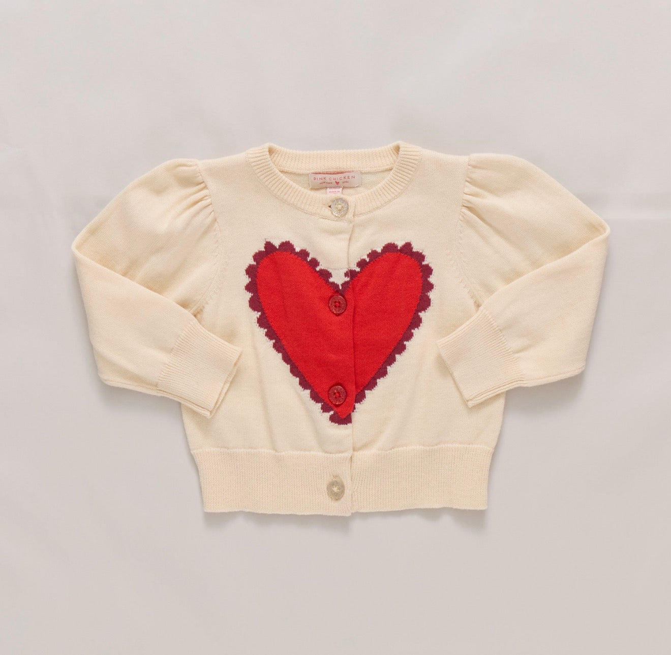 Pink Chicken | Girls Constance Sweater - Scalloped Heart