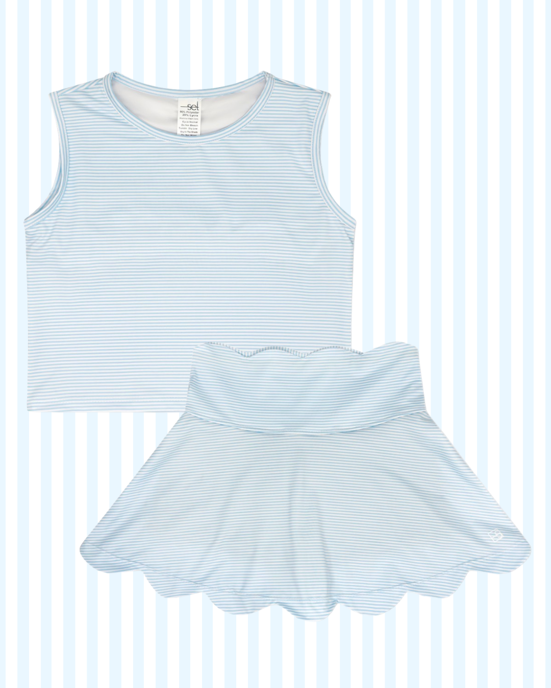 SET | Maggie Mid-Rise Tank - Cotton Candy Blue Ministripe