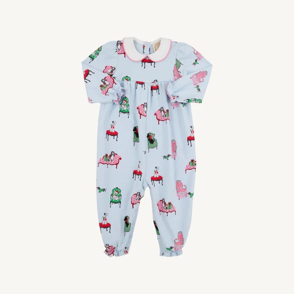 TBBC | LS Britt Romper - Paw-recious/Hamptons Hot Pink