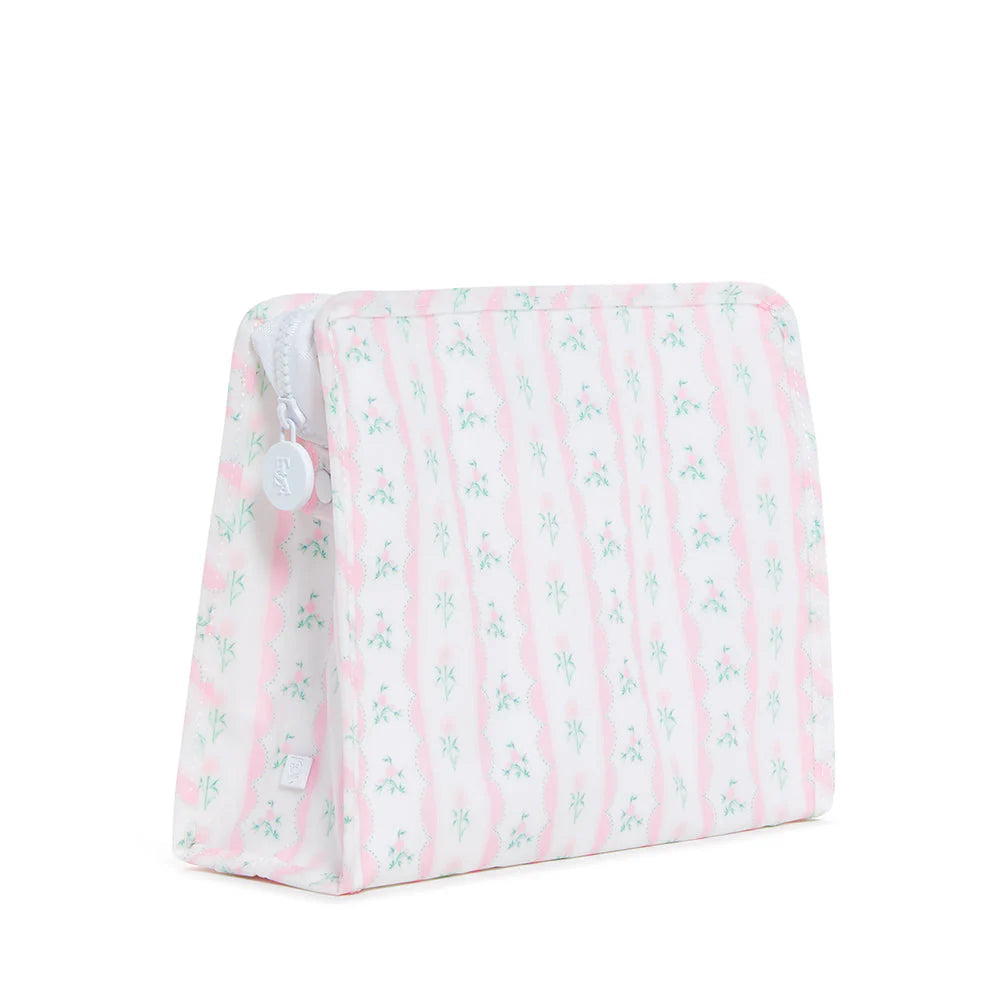 TRVL | Roadie Large Zip Pouch - Ribbon Floral Pink