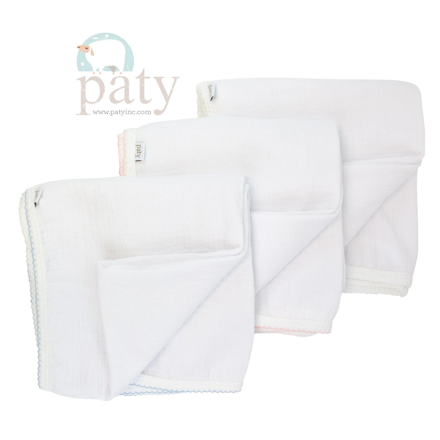 Paty | White Receiving Blanket