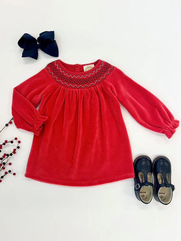 TBBC | LS Sandy Smocked Dress - Richmond Red