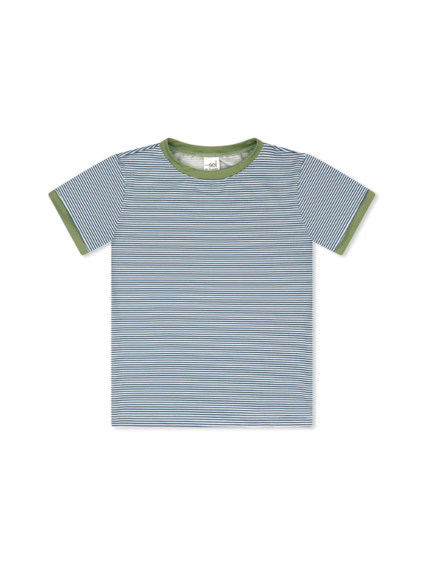 SET | Bradley Basic Tee - Baton Rouge Blue Ministripe