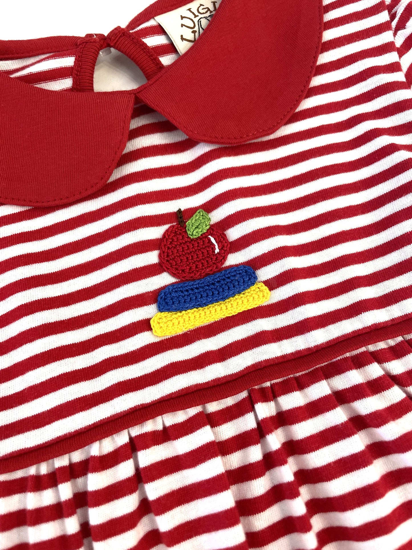 Luigi Kids - Apple & Books Red Stripe Dress