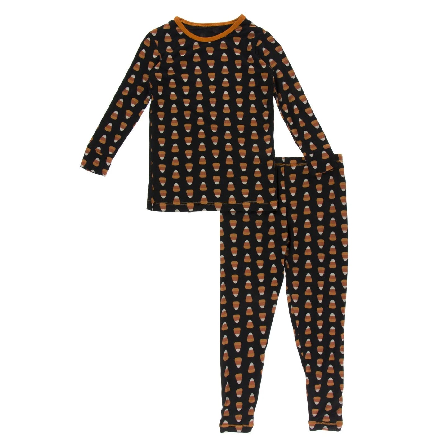 Kickee Pants - Print Long Sleeve Pajama Set Midnight Candy Corn