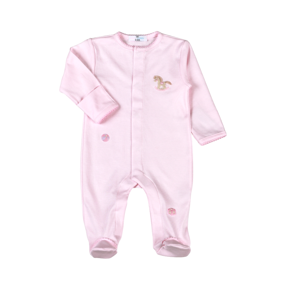Baby Loren | Pink Rocking Horse Pima Footie