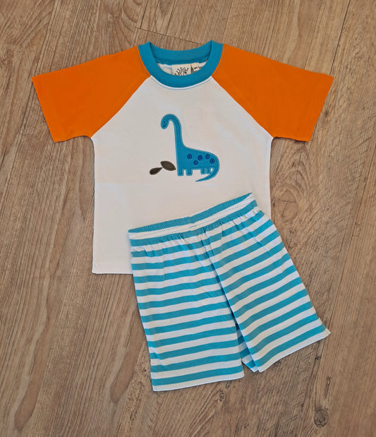 Luigi Kids - Brontosaurus Shirt/Turquoise Short Set
