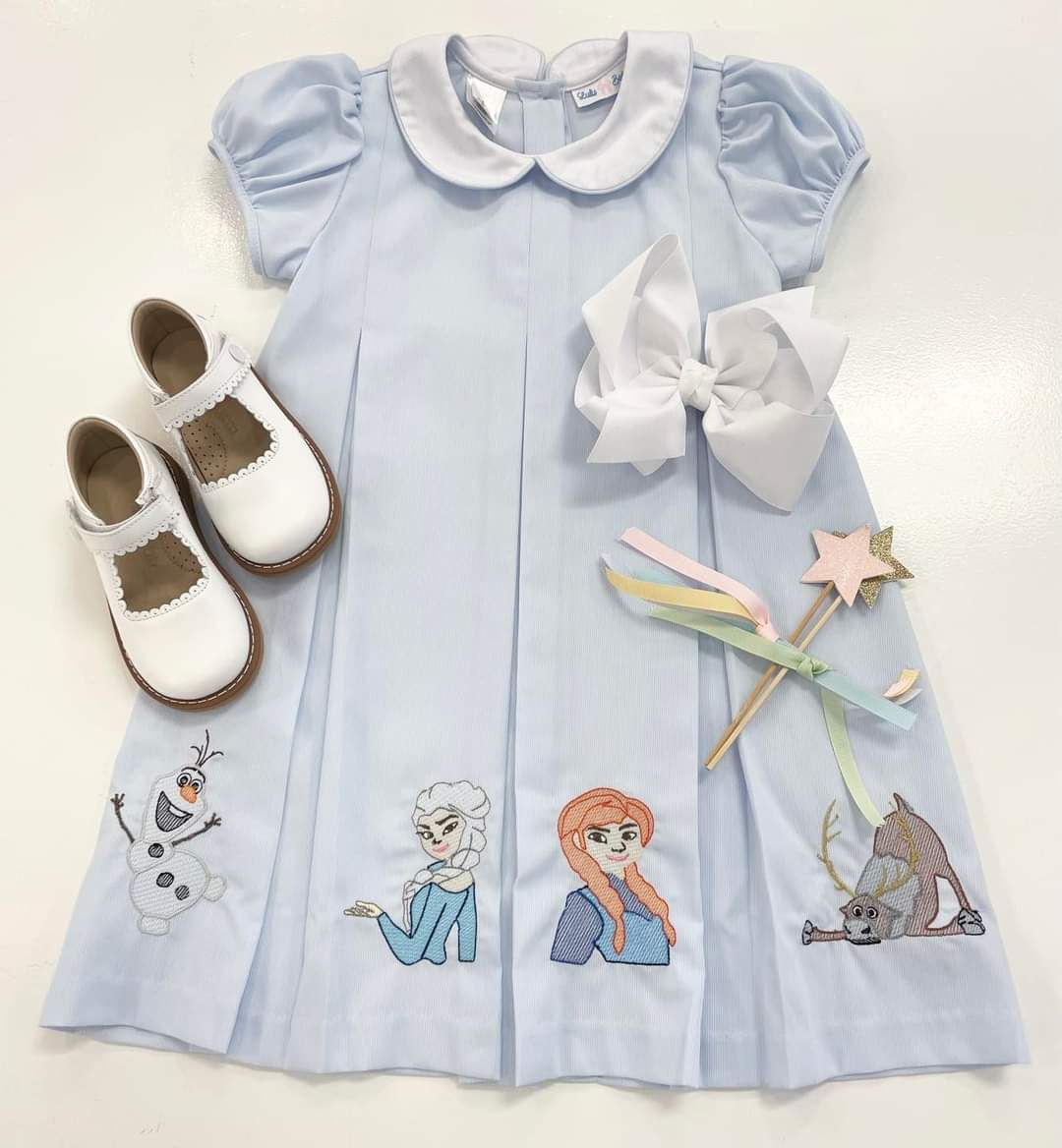 Frozen store Inspired Embroidered Pleat Dress