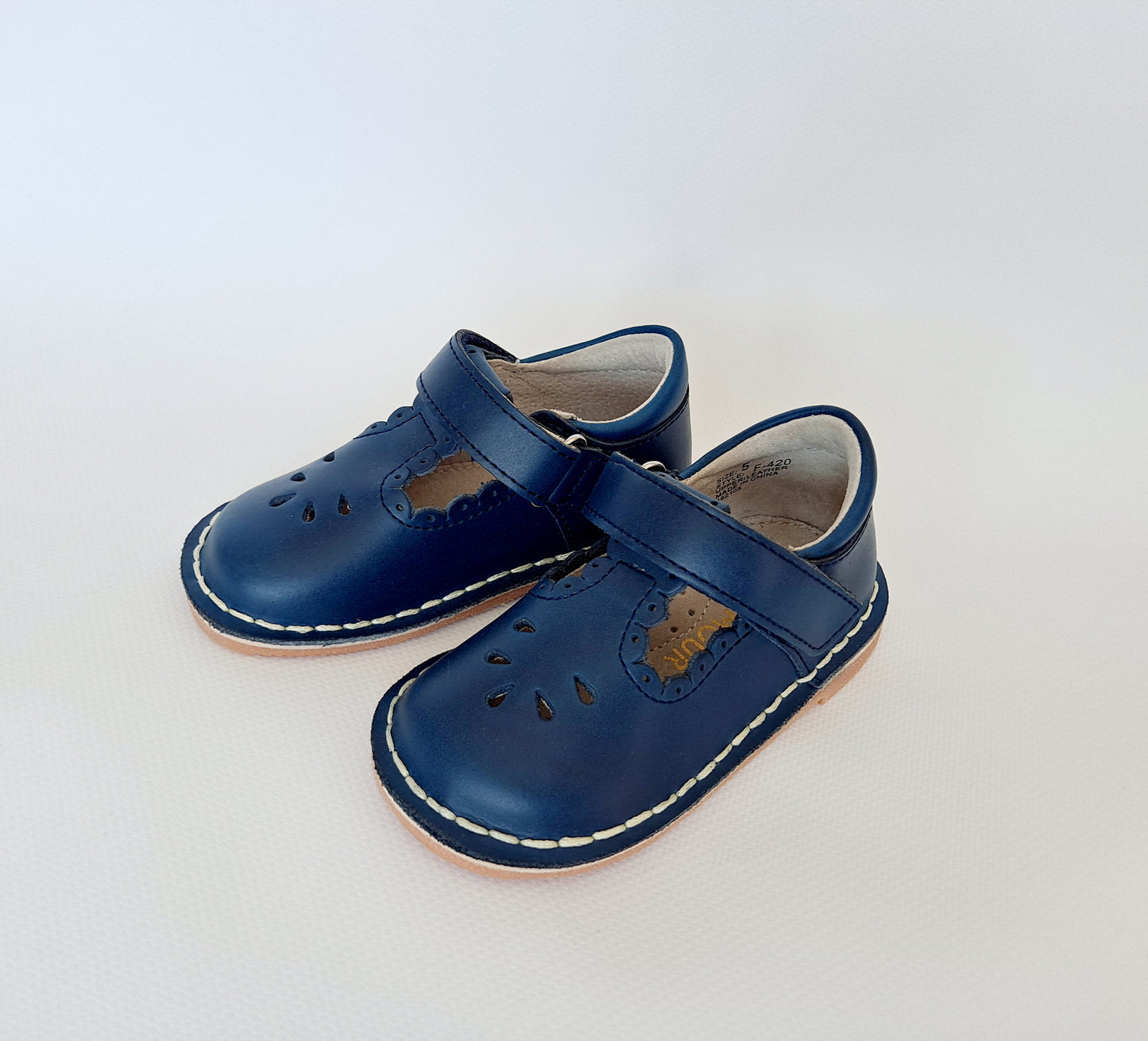 L'Amour - Angie Navy Scalloped T-Strap Mary Jane