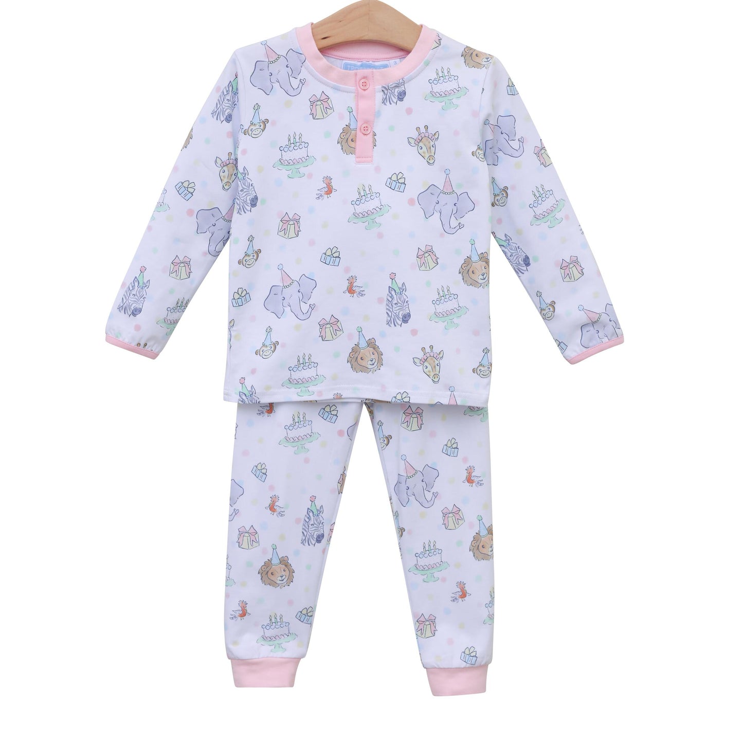 Trotter Street - Party Animals PJ Set Pink