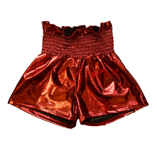 Belle Cher - Maroon Metallic Swing Shorts