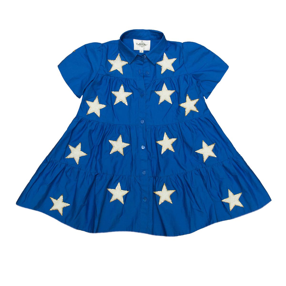 Belle Cher - Royal Blue Chenille Star Dress